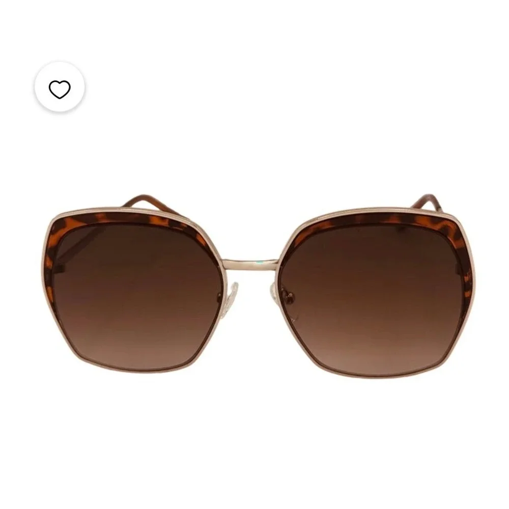 Guess ladies GF0410/S 32F Gold Tortoise Geometric Oversized Sunglass Brown Lens